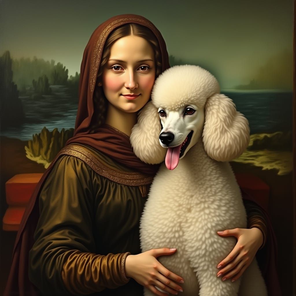 Renaissance-Style Portrait of Mona Lisa with Majestic White ...