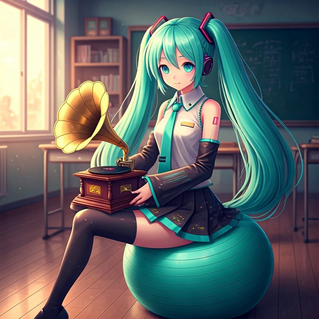 Hatsune Miku Gramophone Art Inspired by Takashi Murakami