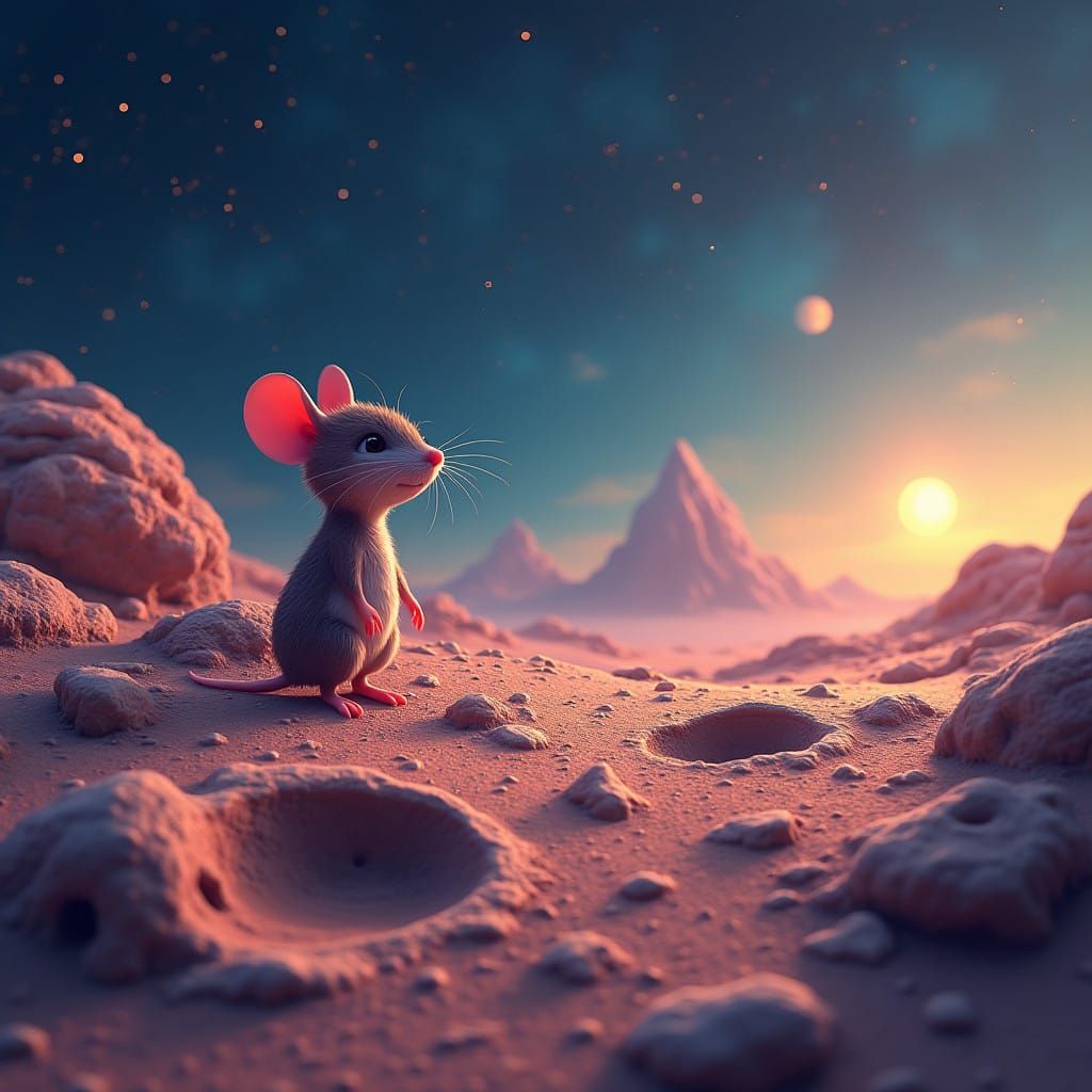 Moonlit Whimsy in Cratered Lunar Landscapes