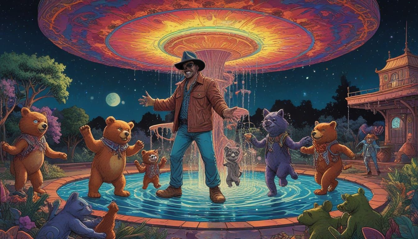 Psychedelic Comic Art: Space Cowboy and Dancing Bears