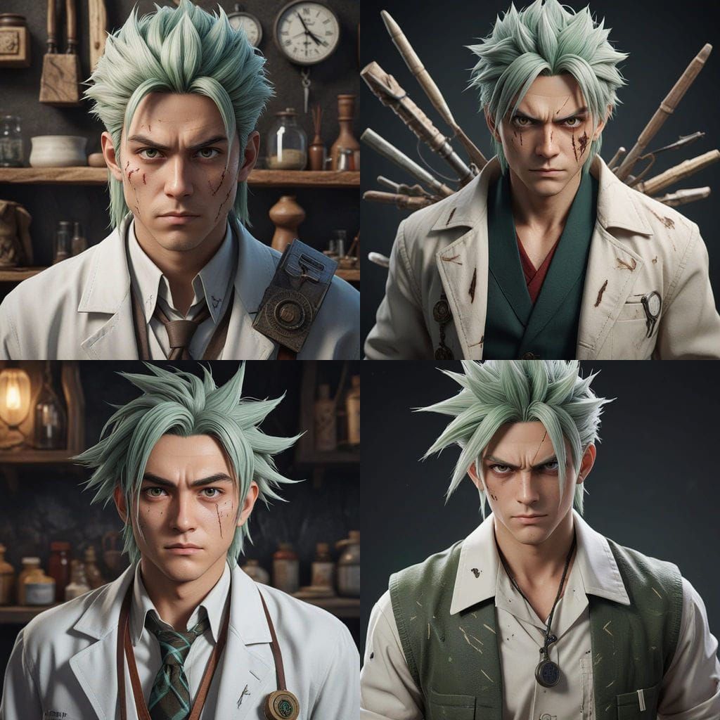 Hyper-Realistic Senku Ishigami Portrait in Photorealistic St...