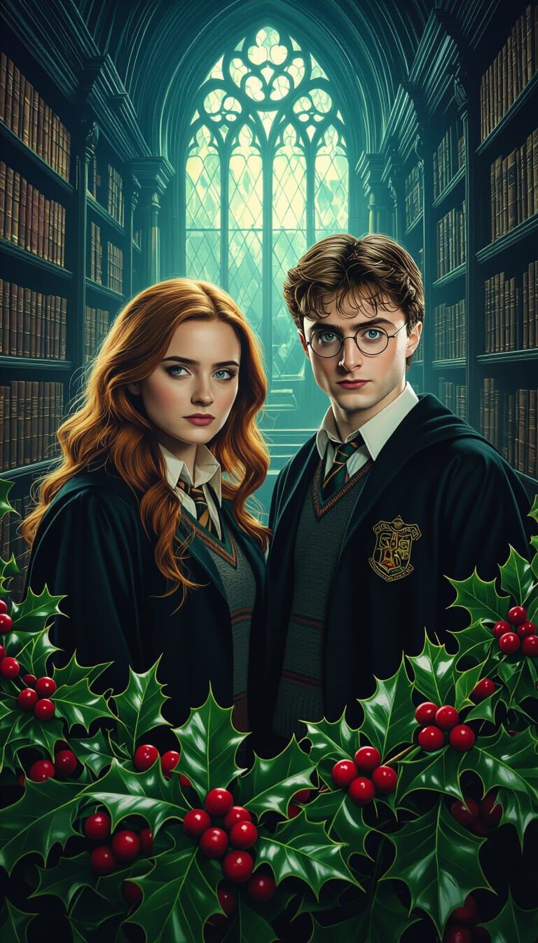 Harry Potter and Ginny Weasley in Surreal Library