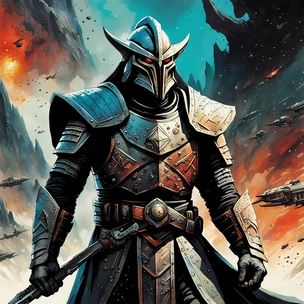 Klingon Warrior in Sci-Fi Comic Art Style