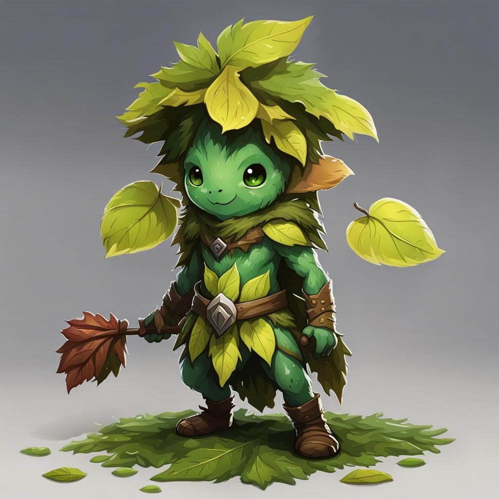 Adorable Leaf Leshy in Pathfinder Style
