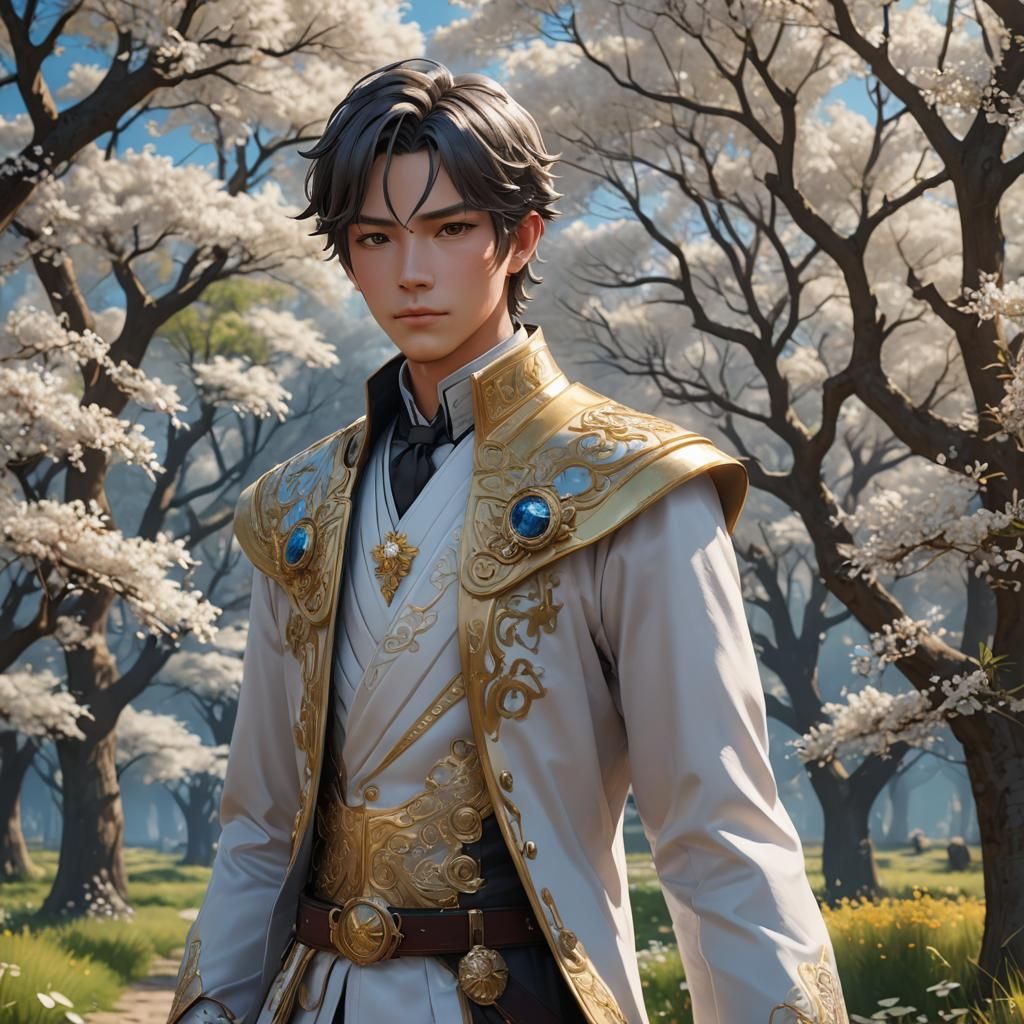 Anime Groom on Holy Plains in 3D Render