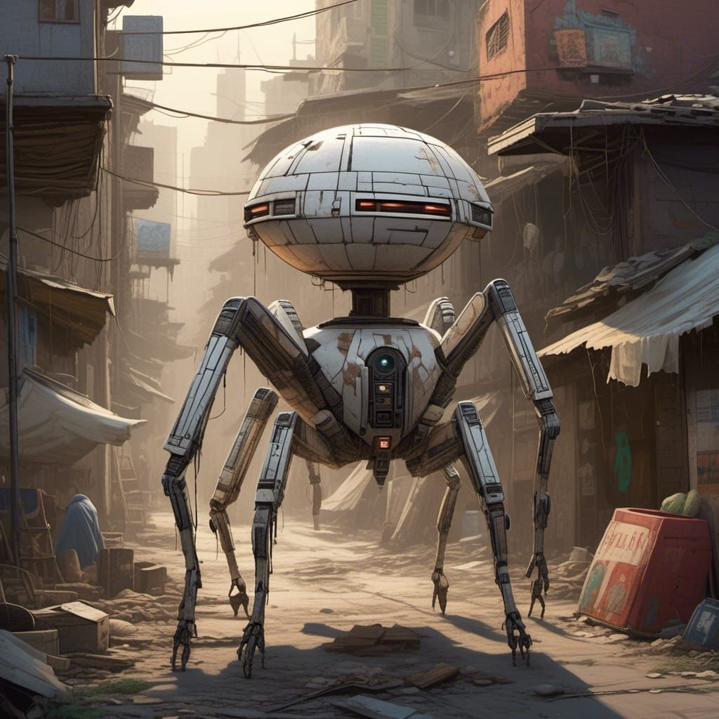 Multi legged spider-like hunter drone/droid, stalking throug...