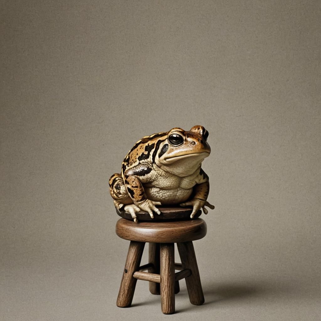 Toad Comfortably Seated on a Stool