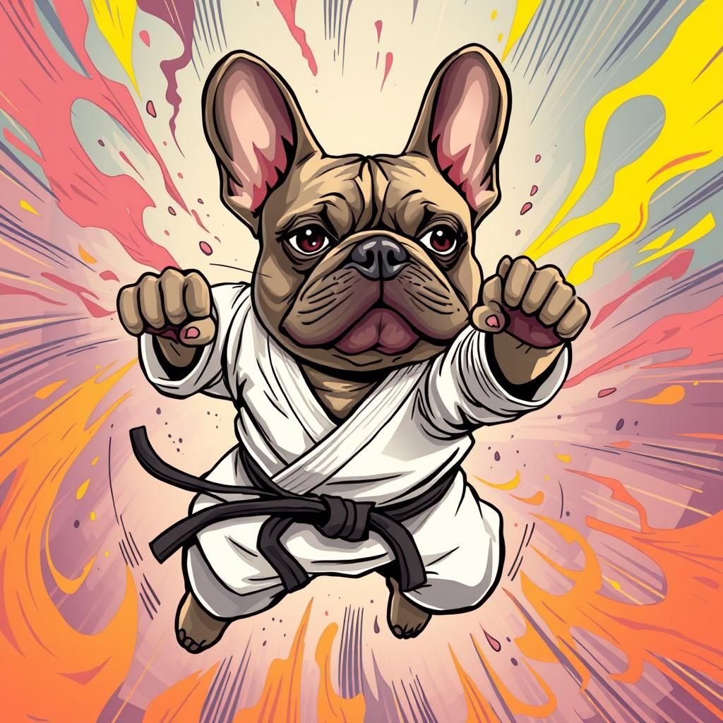 French Bulldog Unleashes Cartoon Karate Fury