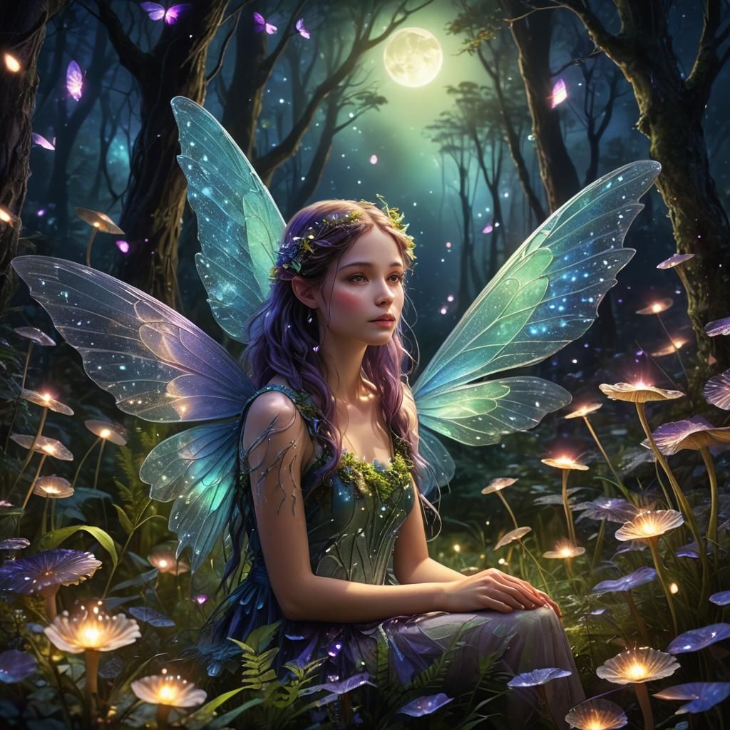 Enchanting Fairy in Mystical Forest: Digital Art