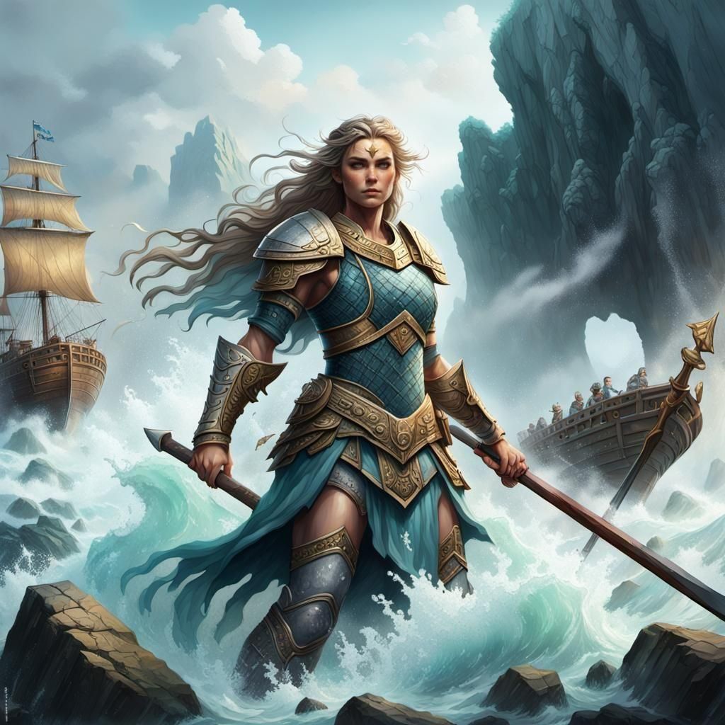 Valkyrie Leading Warriors, Hyperrealistic Splash Art