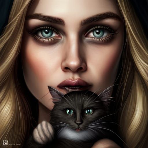 Cute Skeleton Creature with Cat in Fantasy Art