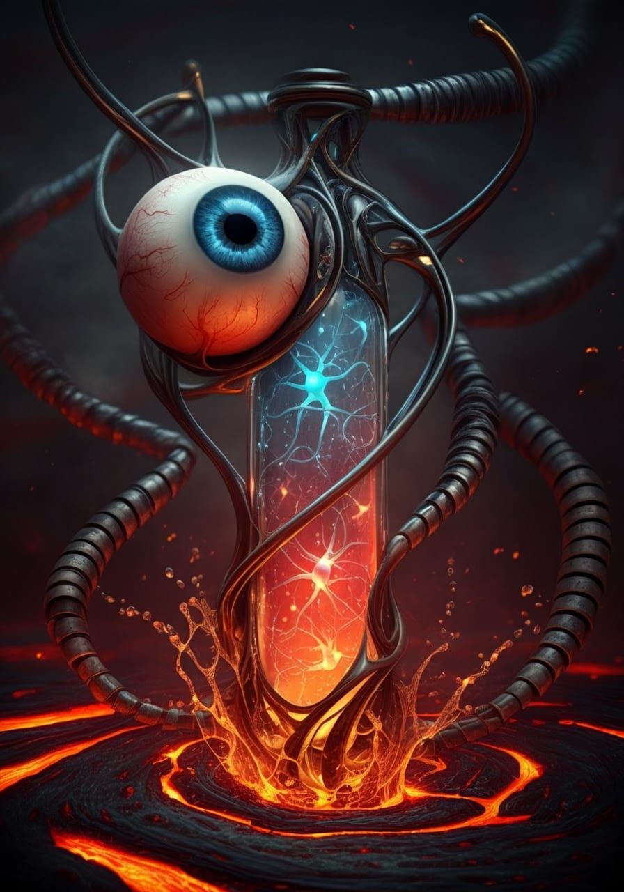 Hyperrealistic Bio-Mechanical Surrealist Masterpiece with La...