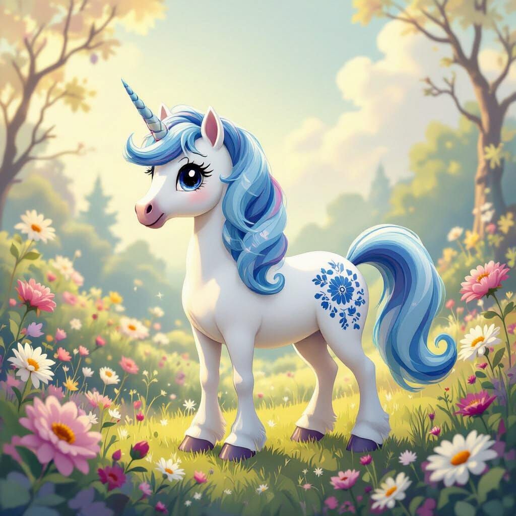 Nostalgic My Little Pony Unicorn in Fairytale Landscape