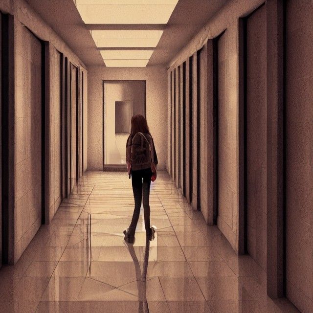 Girl Lost in Hallway of Mirrors: Unreal Engine Art