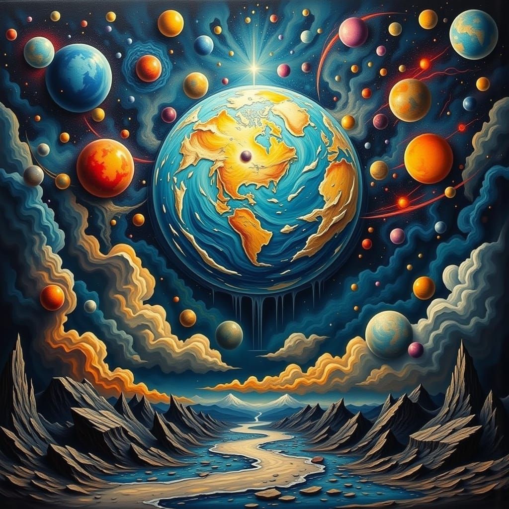 Surreal Melting World as Oil Painting