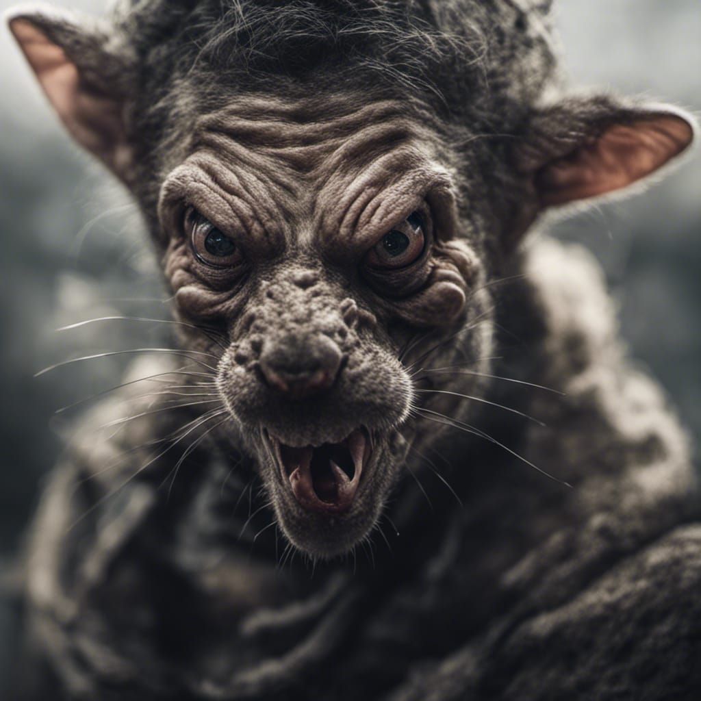 Rat-Man Hybrid Creature Portrait in Ambient Light