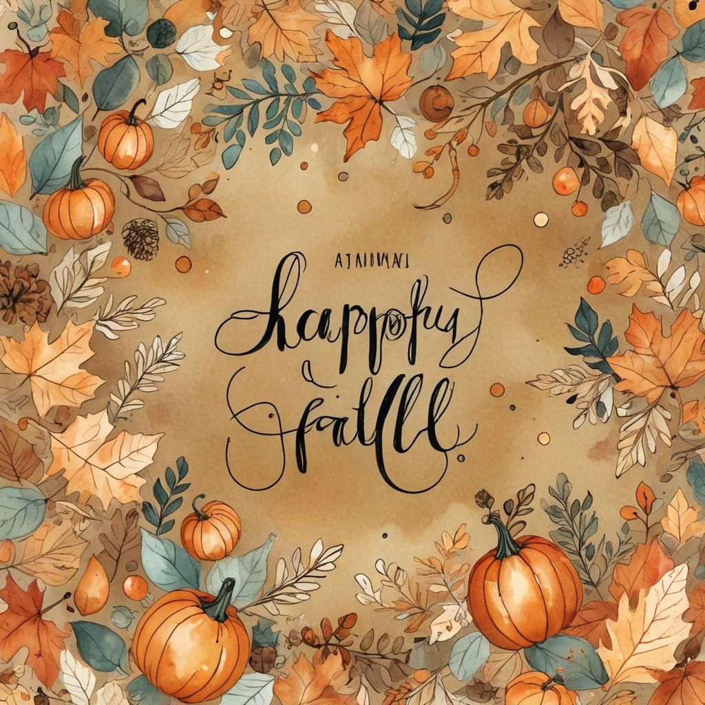 Whimsical Fall Illustration with Pumpkins and Acorns