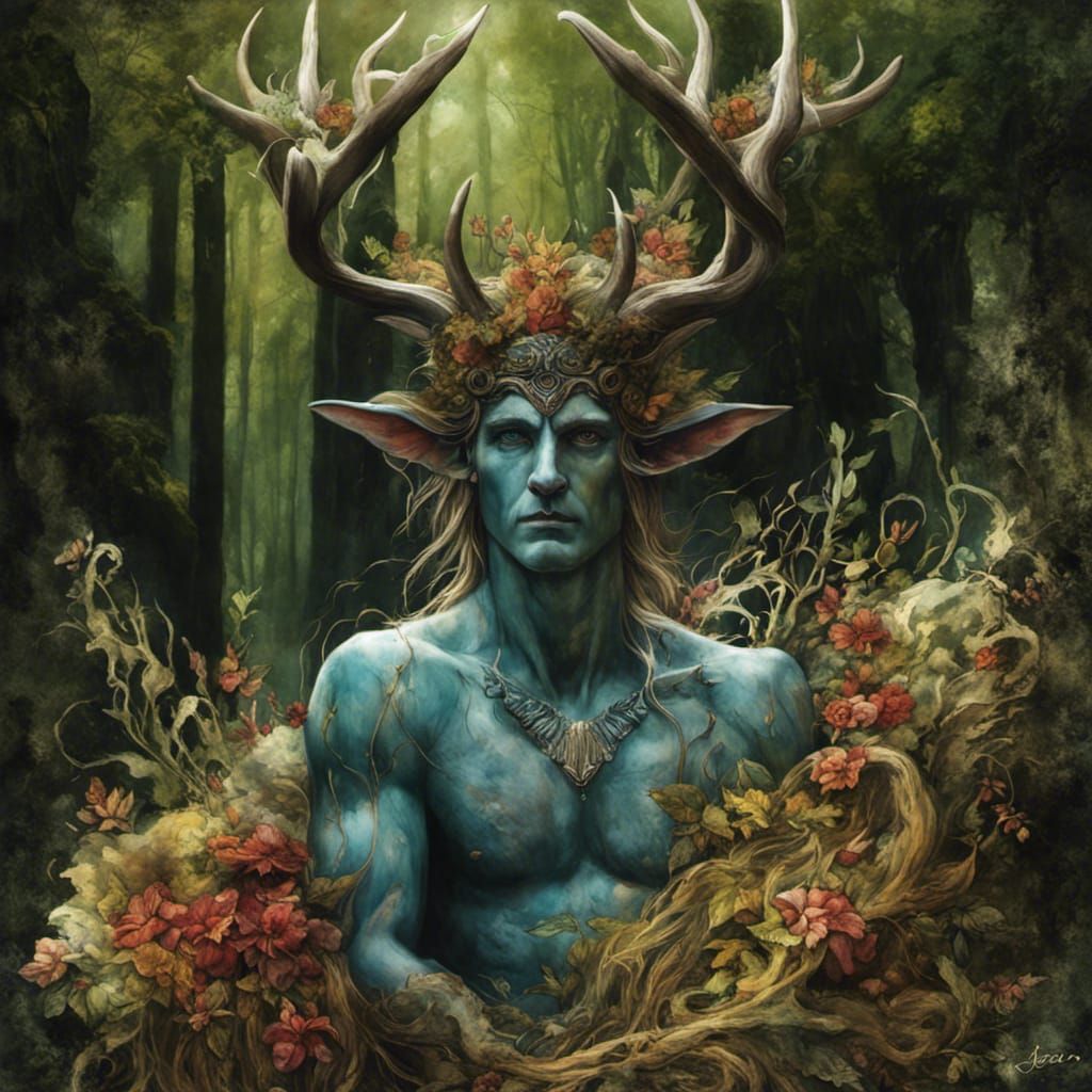 Cernunnos: Gaelic God of the Wild, in Watercolour