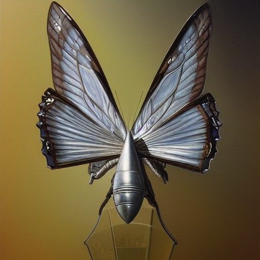 Silver Bullet with Butterfly Wings as Oil Painting