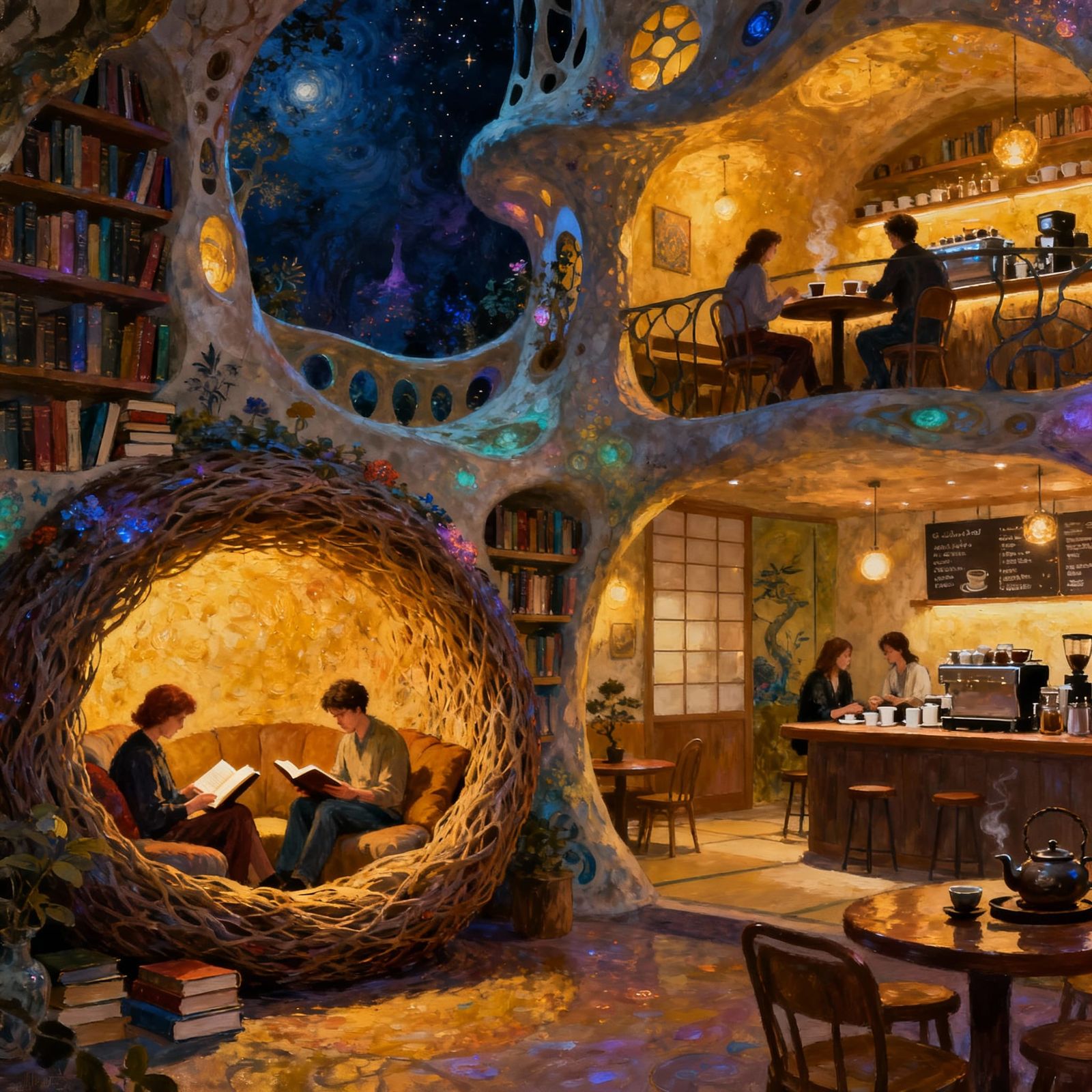 Whimsical Bookish Coffee Shop Design Inspired by Gaudi and V...