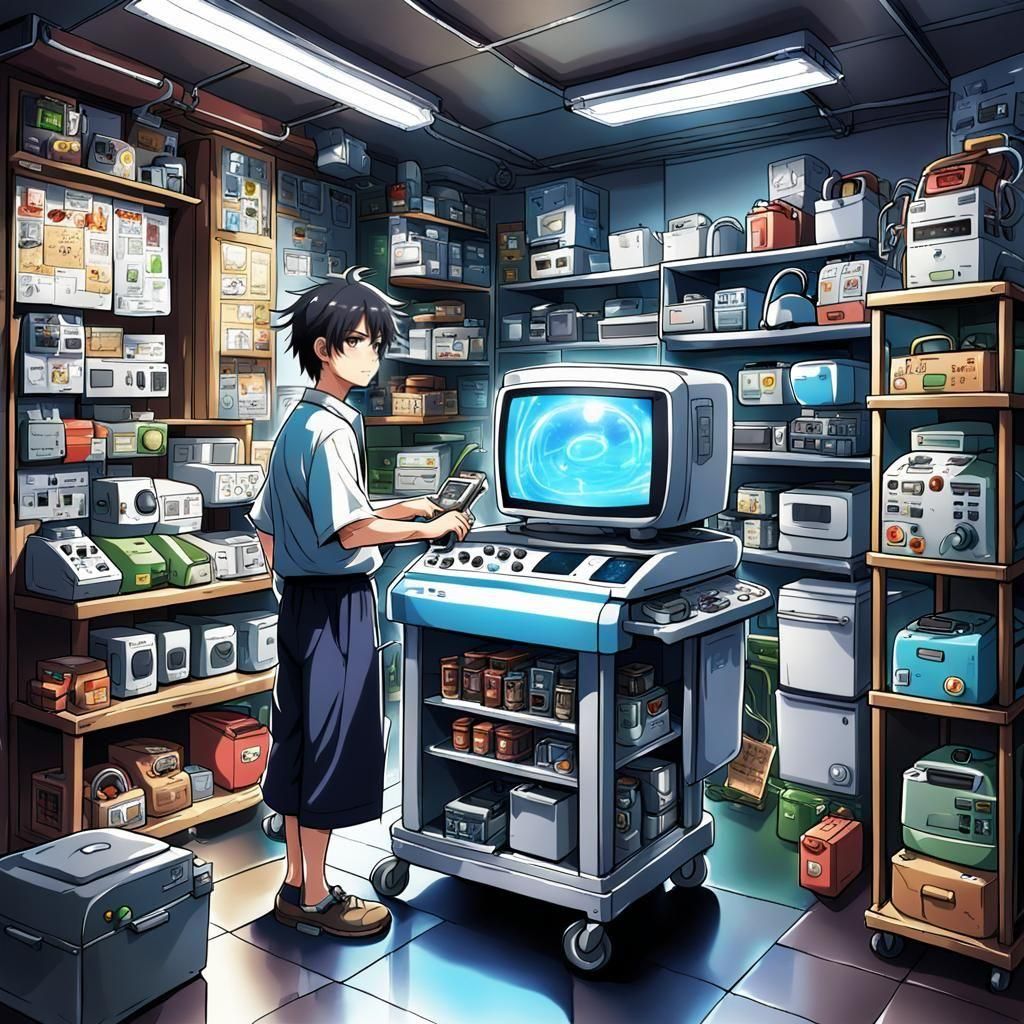 Merchant Selling Appliances Online in Anime Style