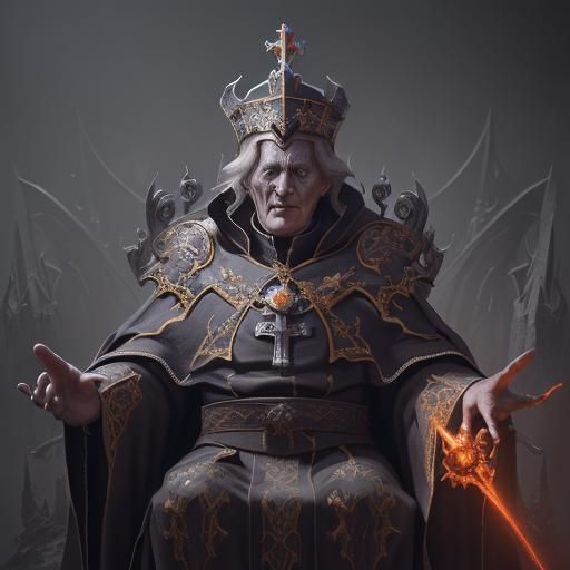 Evil Pope: Detailed Matte Painting in Deep Color