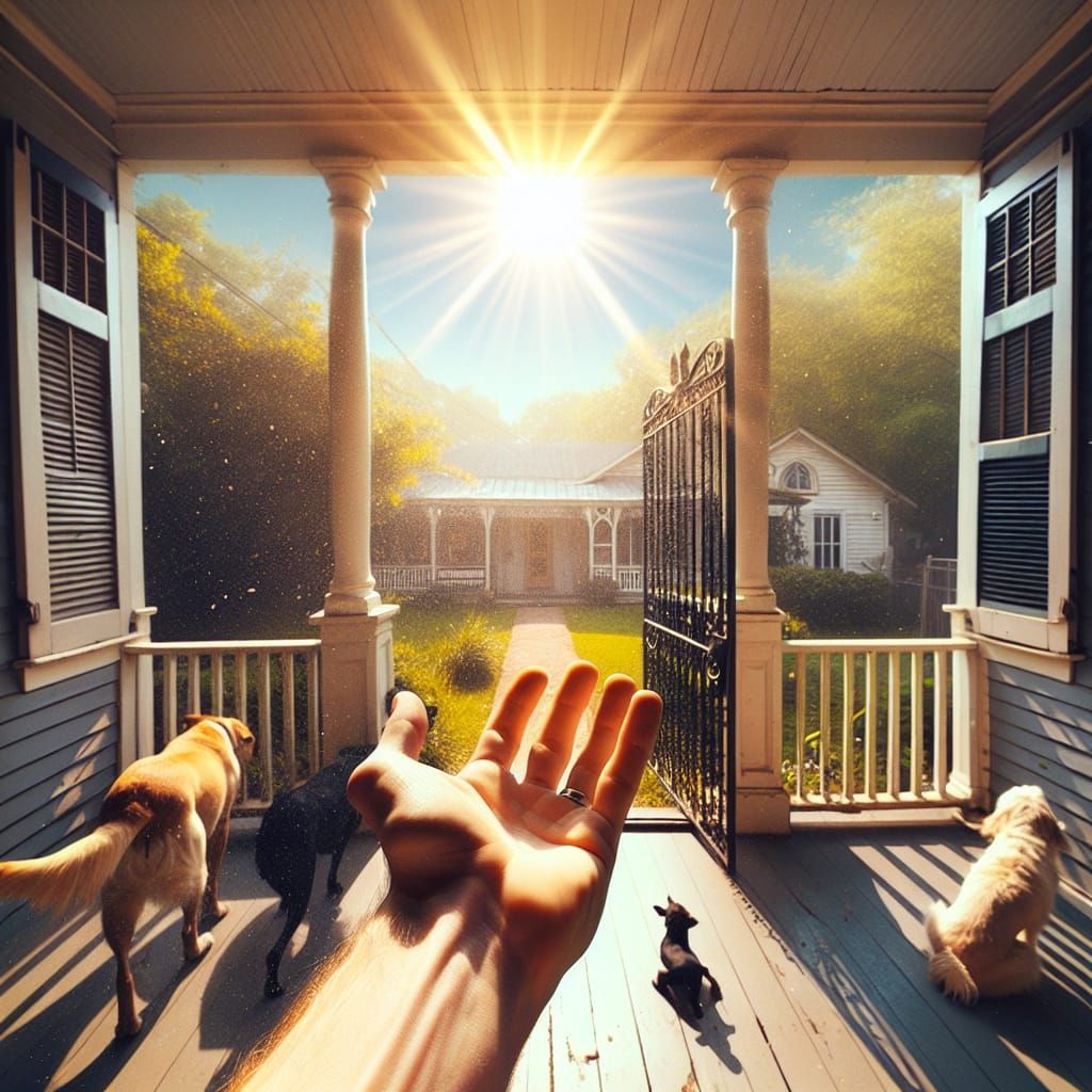 Louisiana Porch View on a Sunny Day