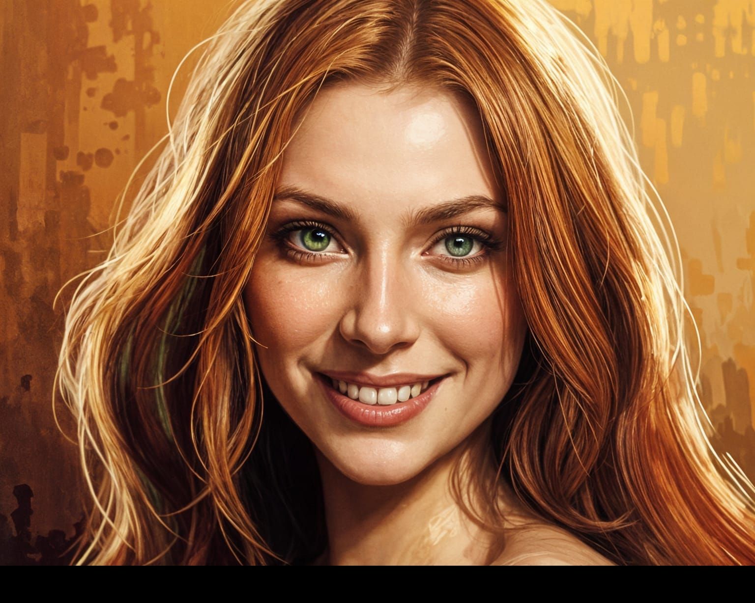 Radiant Young Woman in Vibrant Oil Painting