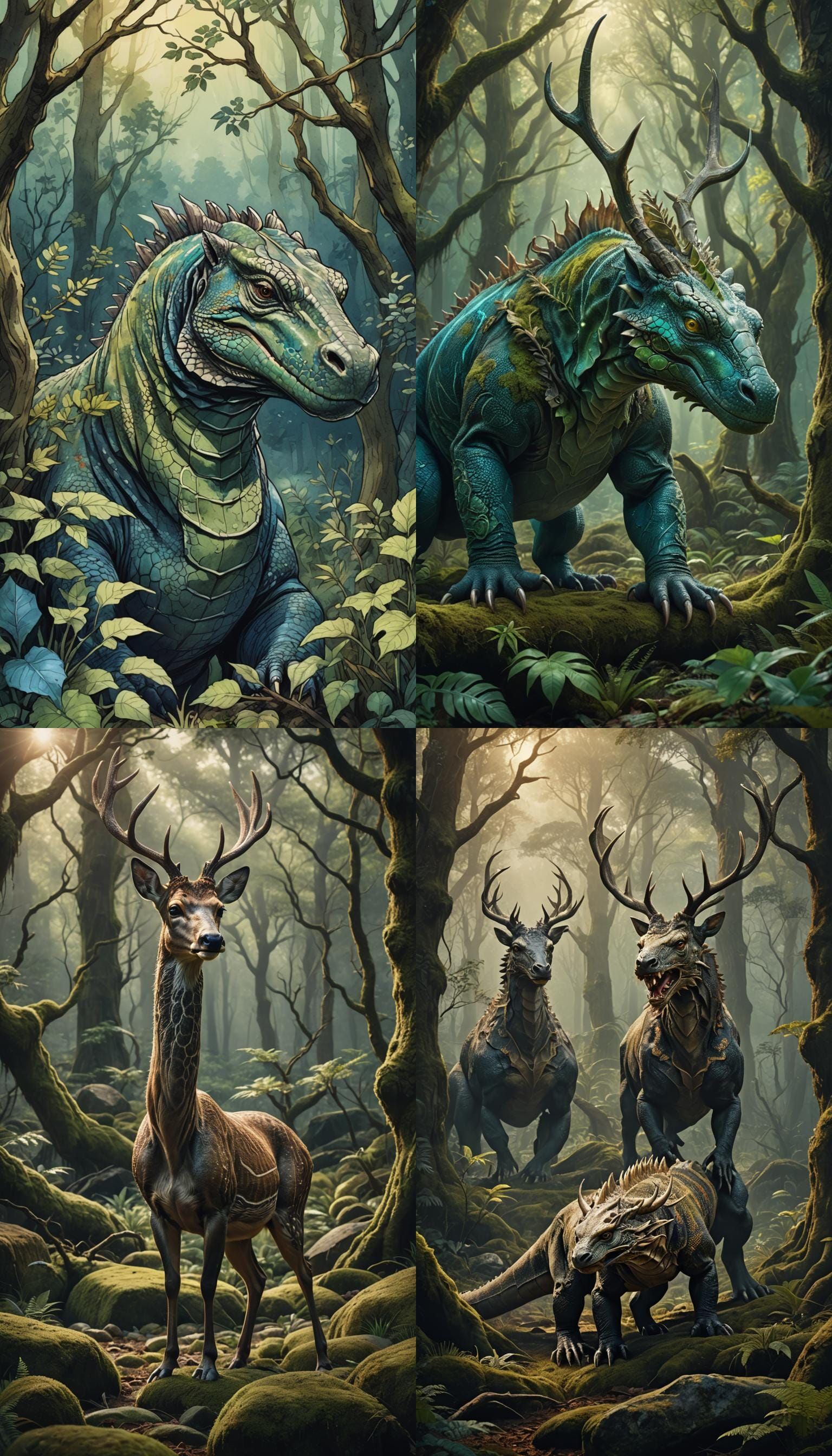 Komodo Dragon Deer Hybrid in Lush Forest