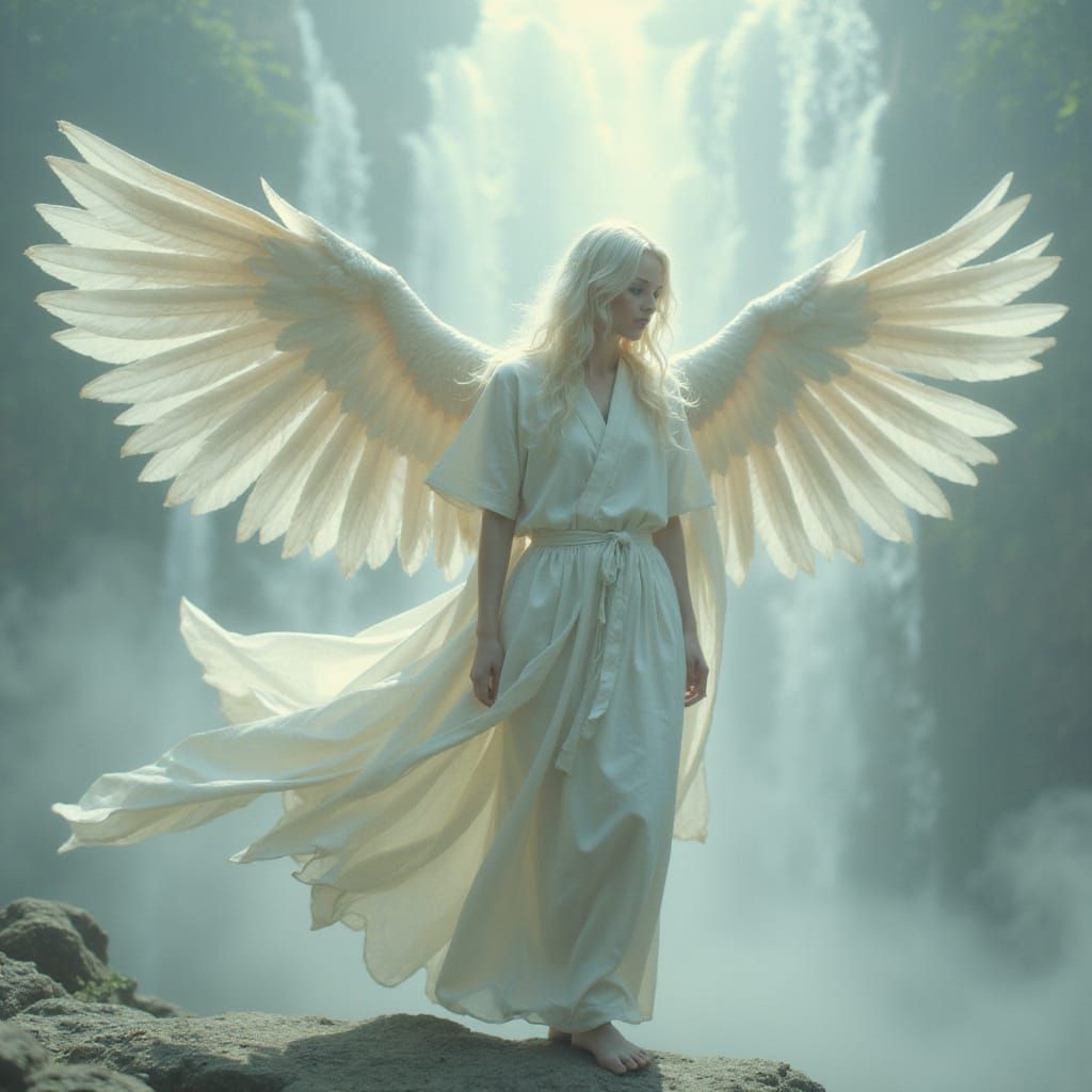 Mystical Winged Being in Ethereal Setting