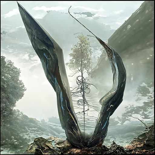 Eerie Hollow with Dark Threat, in Solar-Punk Style