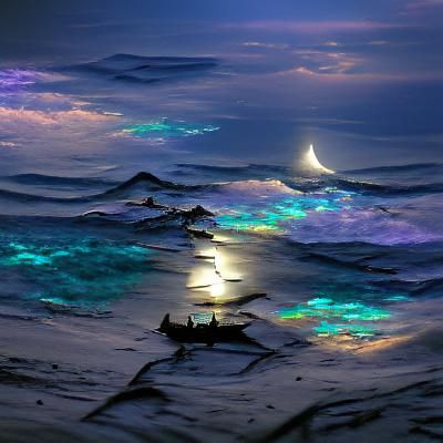 Iridescent Moonlight Underwater Scene