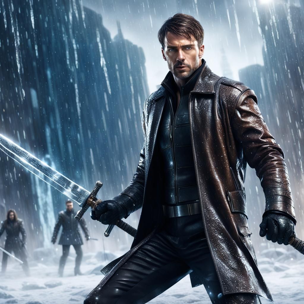 Ice Storm Warrior with Shining Sword