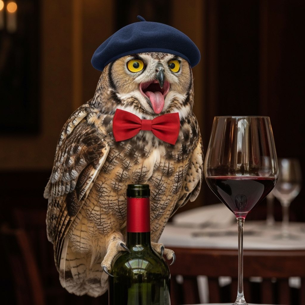 Drunken Owl Sommelier in Fancy Restaurant