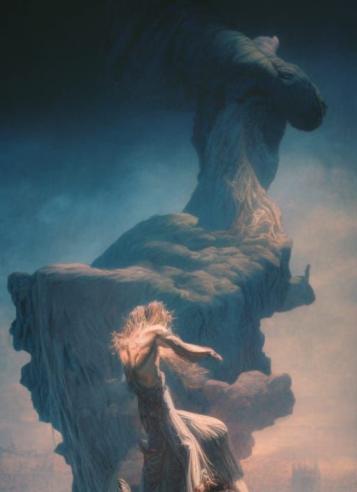 Dramatic Fall Scene in Neo-Primitivism Style