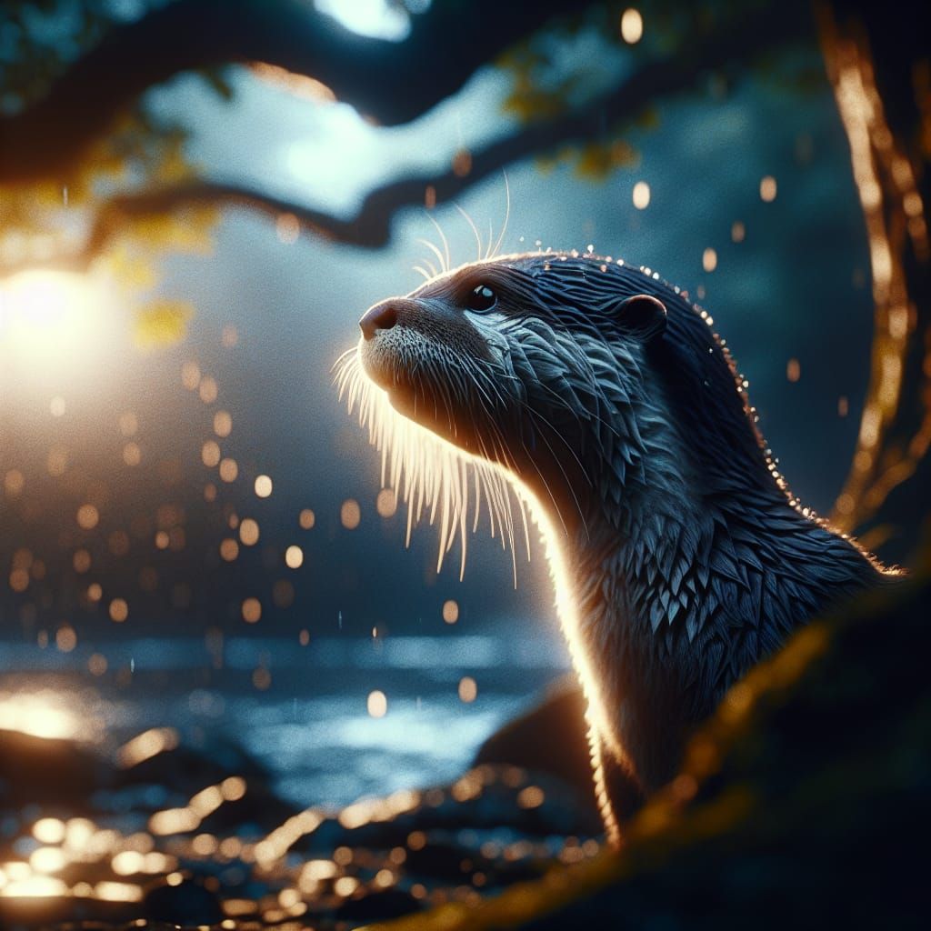 Detailed Otters in Hyperrealistic Cinematic Style