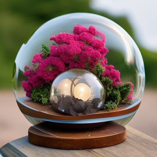 Love Lies Bleeding Flowers in Snow Globe