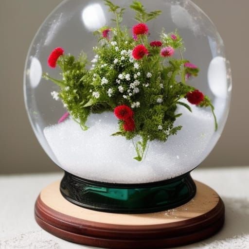 Love Lies Bleeding Flowers in Snow Globe