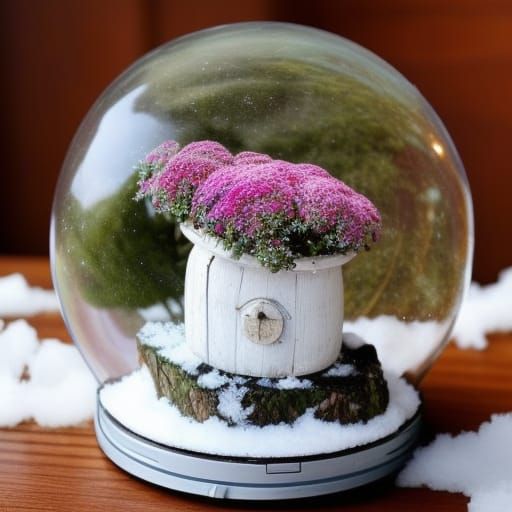 Love Lies Bleeding Flowers in Snow Globe