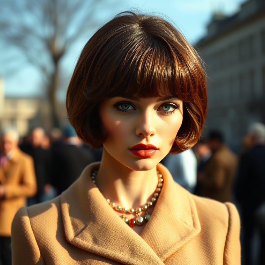 Russian Beauty in Elegant 1950s-Inspired Chanel Outfit