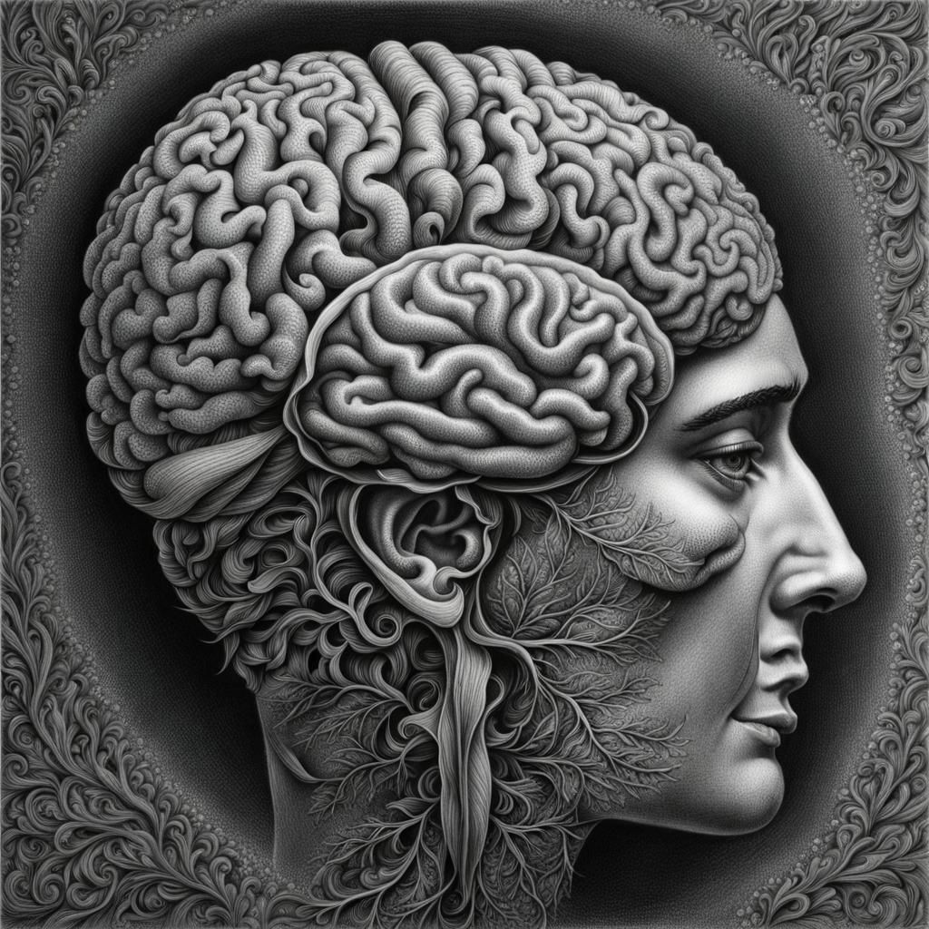 Detailed Pencil Drawing of a Scintillating Brain
