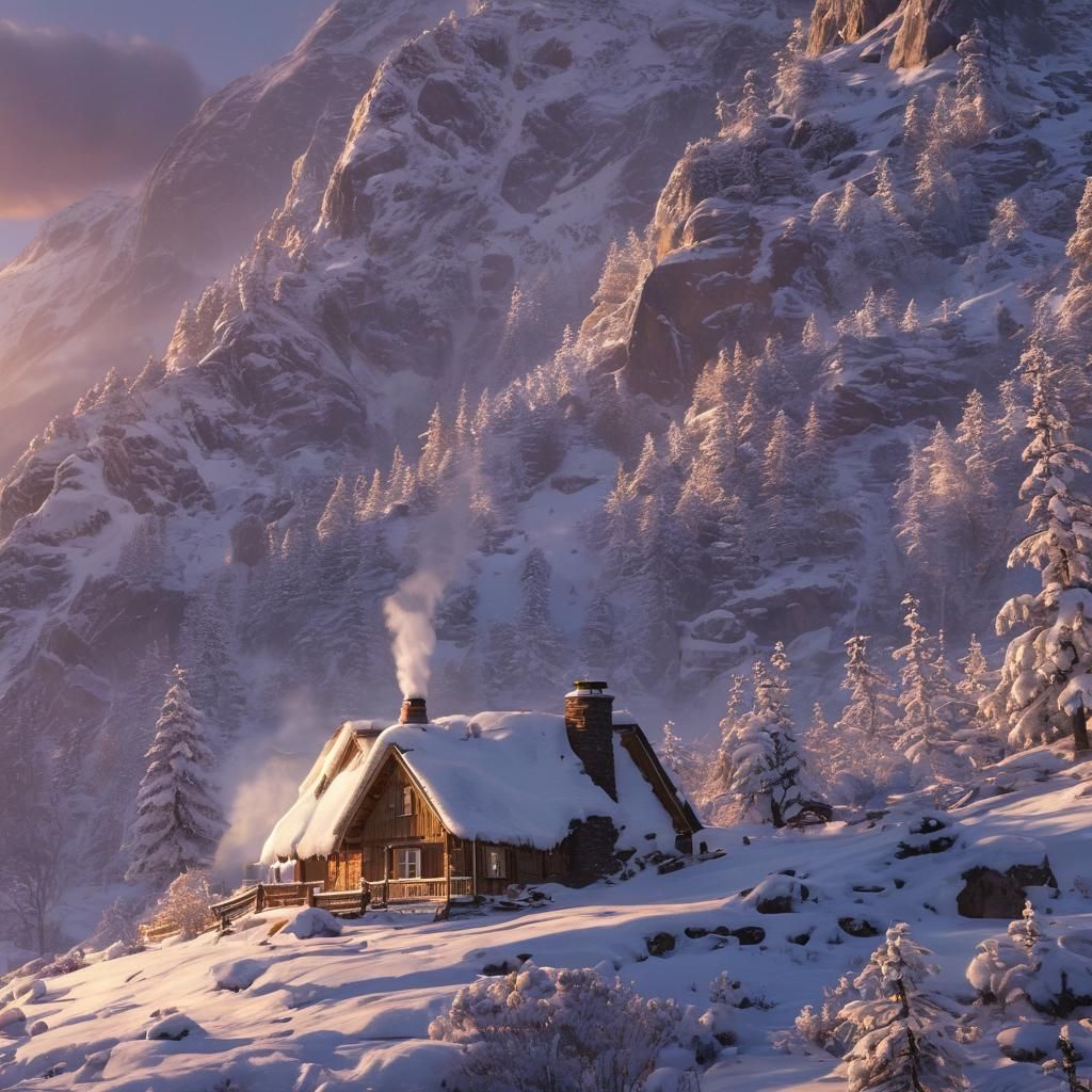 Cozy Cabin in Snow-Capped Norway Mountains