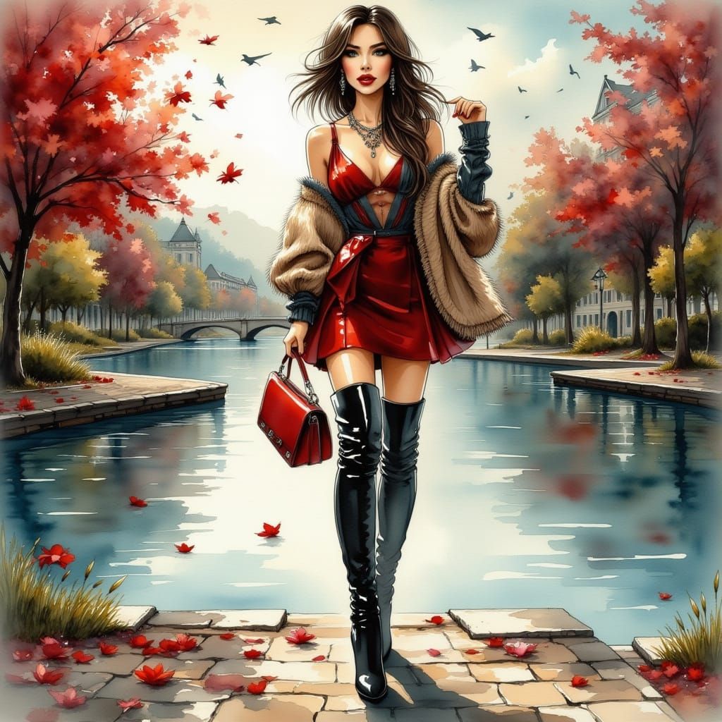 Elegant Woman in Fairytale Style with Designer Fashion