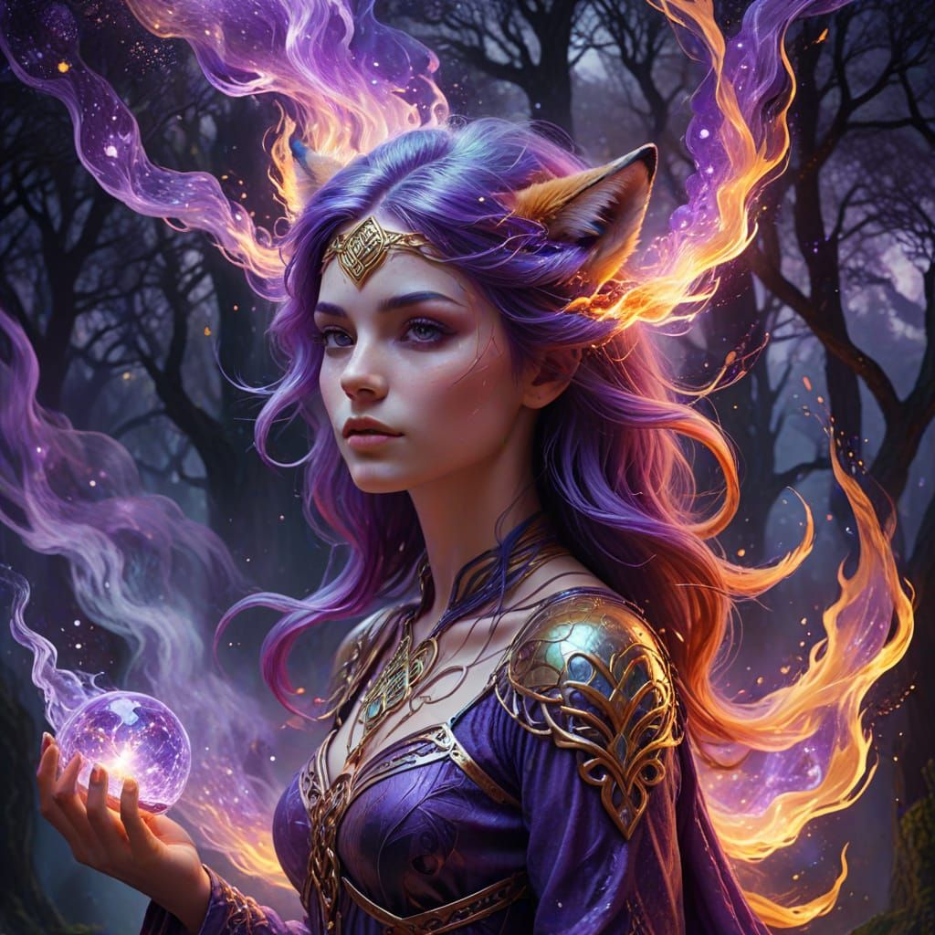 Enchanted Celtic Fox in Holographic Cosmic Realms