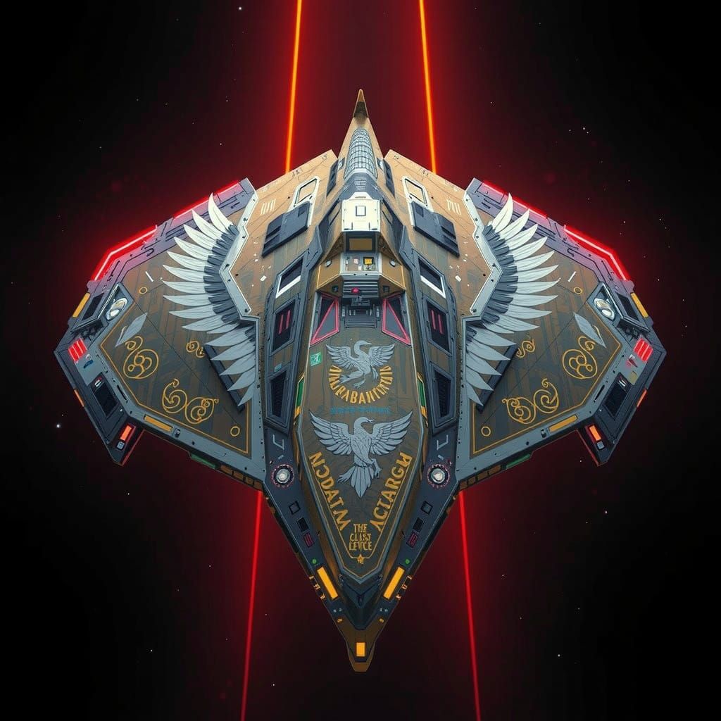 Ancient Futuristic Cyberpunk Spacecraft