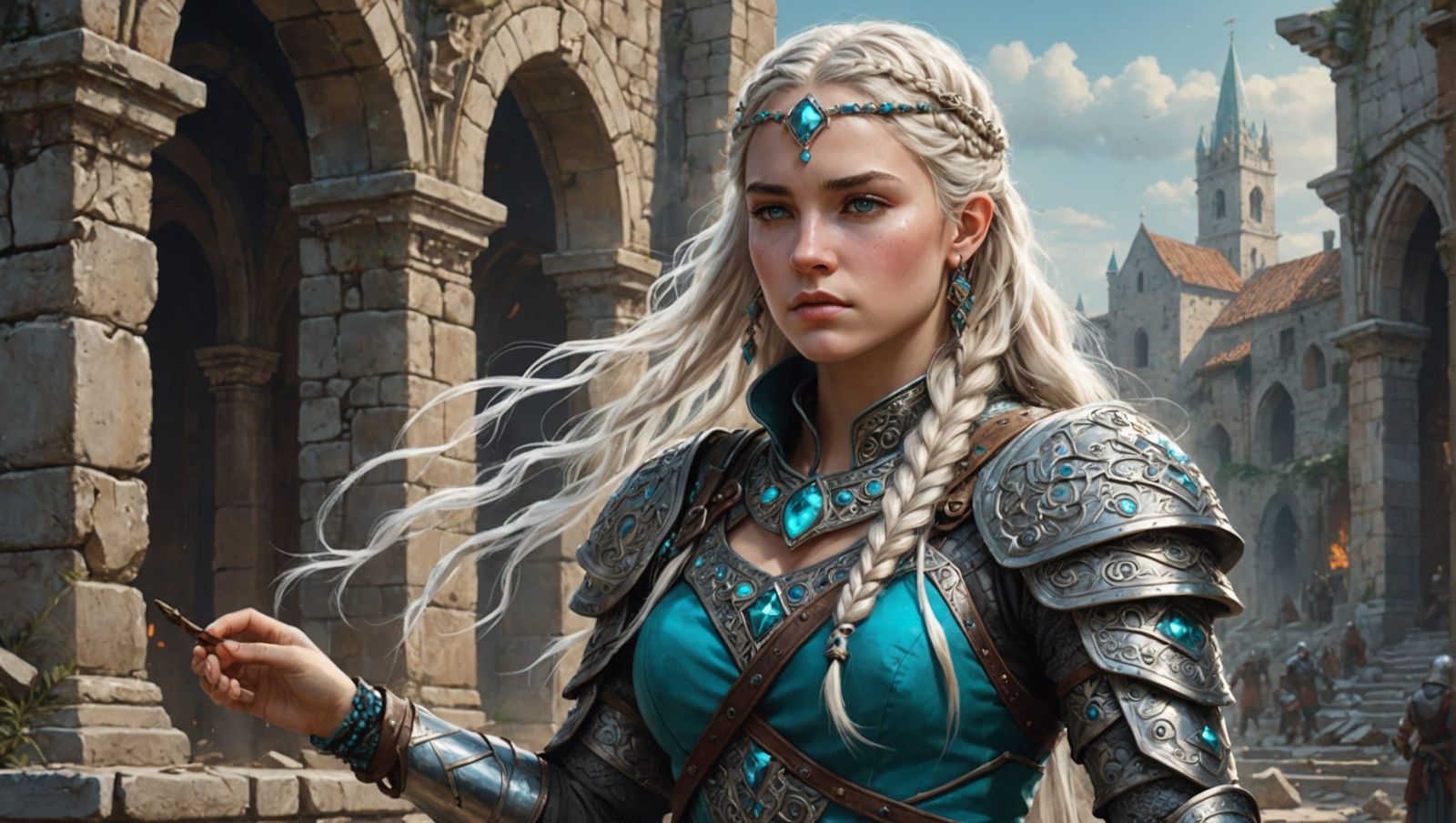 Fantasy Warrior in Ruined City: Digital Painting