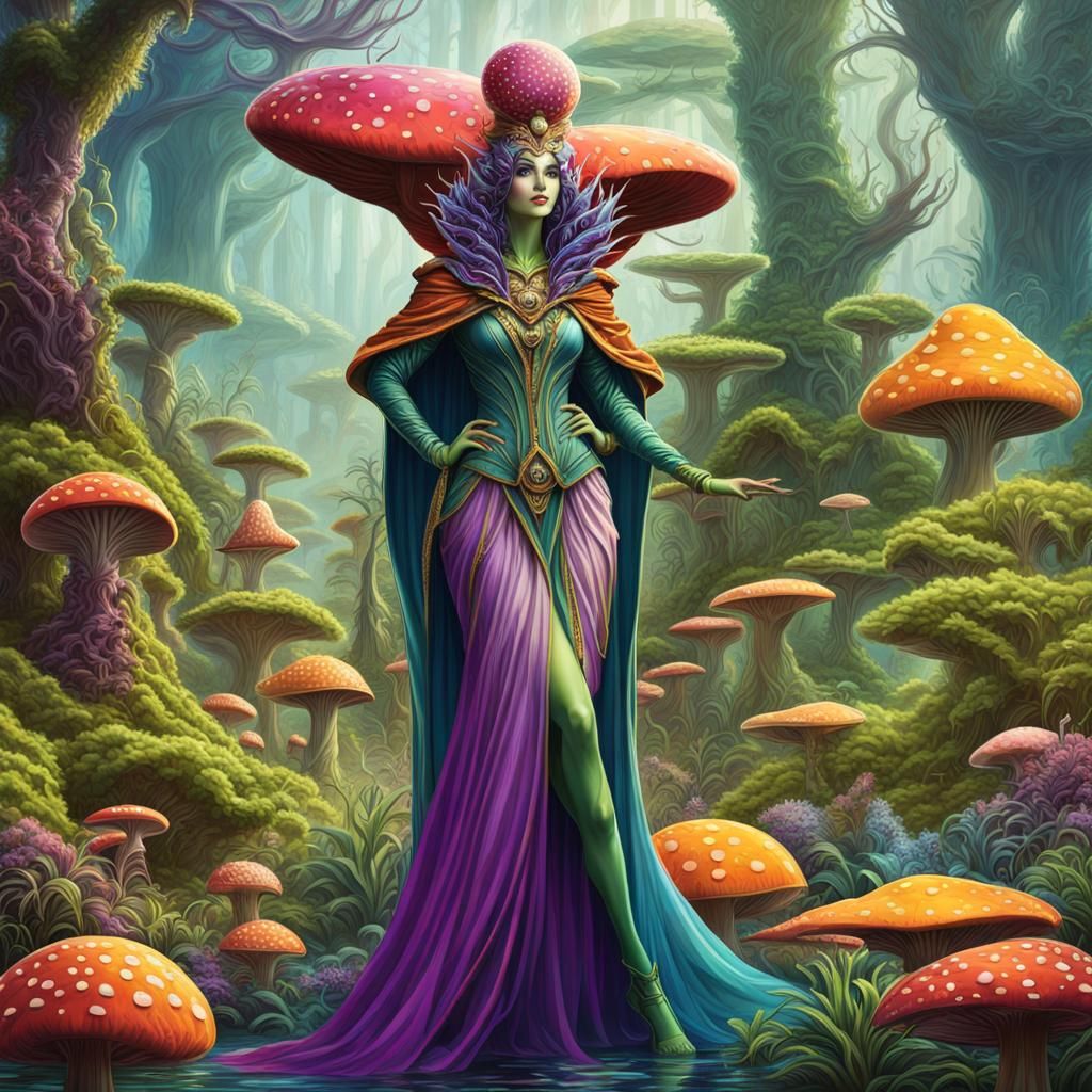 Alien Plant Queen in Surreal Forest