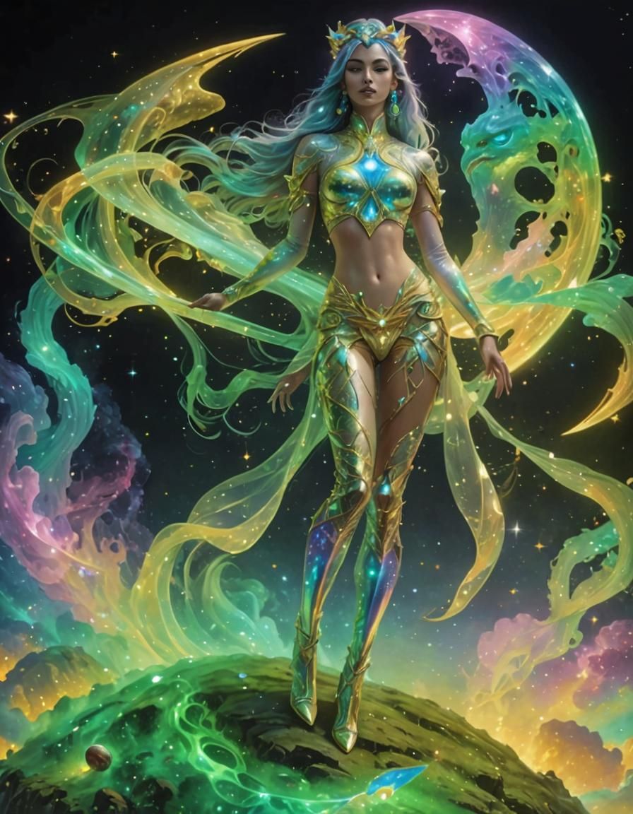 Holographic Chimera Girl Astral Illustration