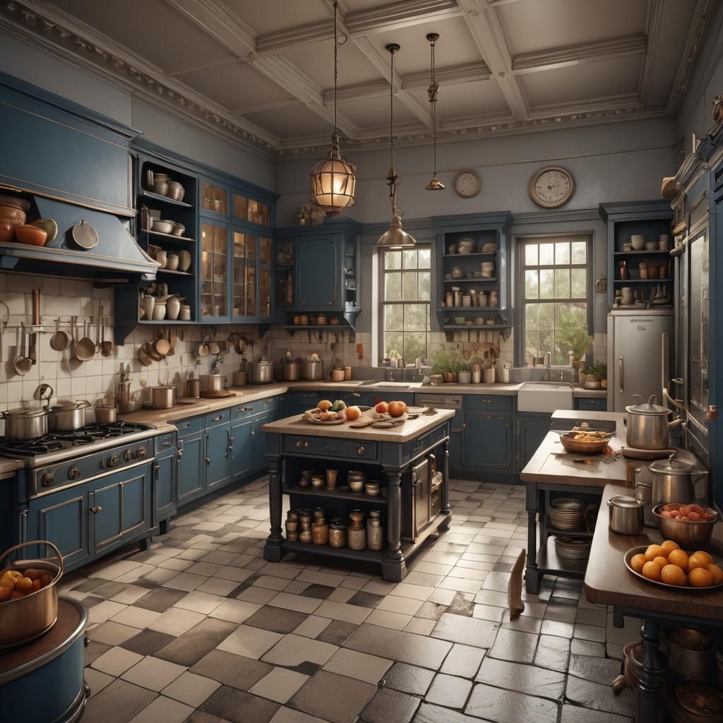 1926 Kitchen in Detailed Matte Painting Style