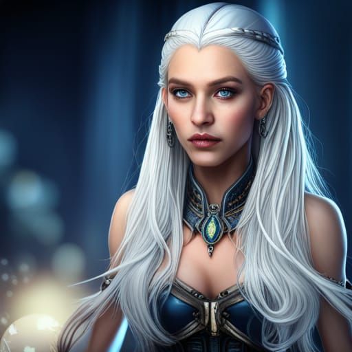 Fantasy Portrait of a Silver-Haired Teen Queen